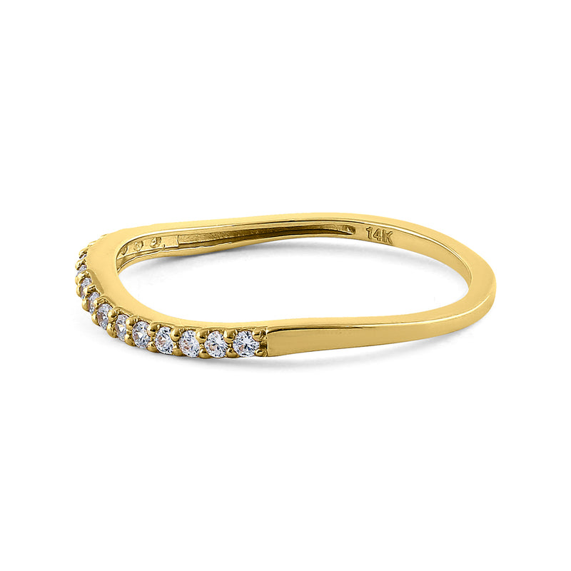 Solid 14K Yellow Gold Curve 0.20 ct. Diamond Ring