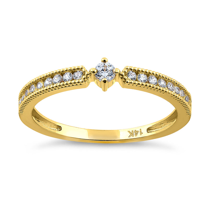 Solid 14K Yellow Gold Modern Round 0.30 Ct. Engagement Diamond Ring