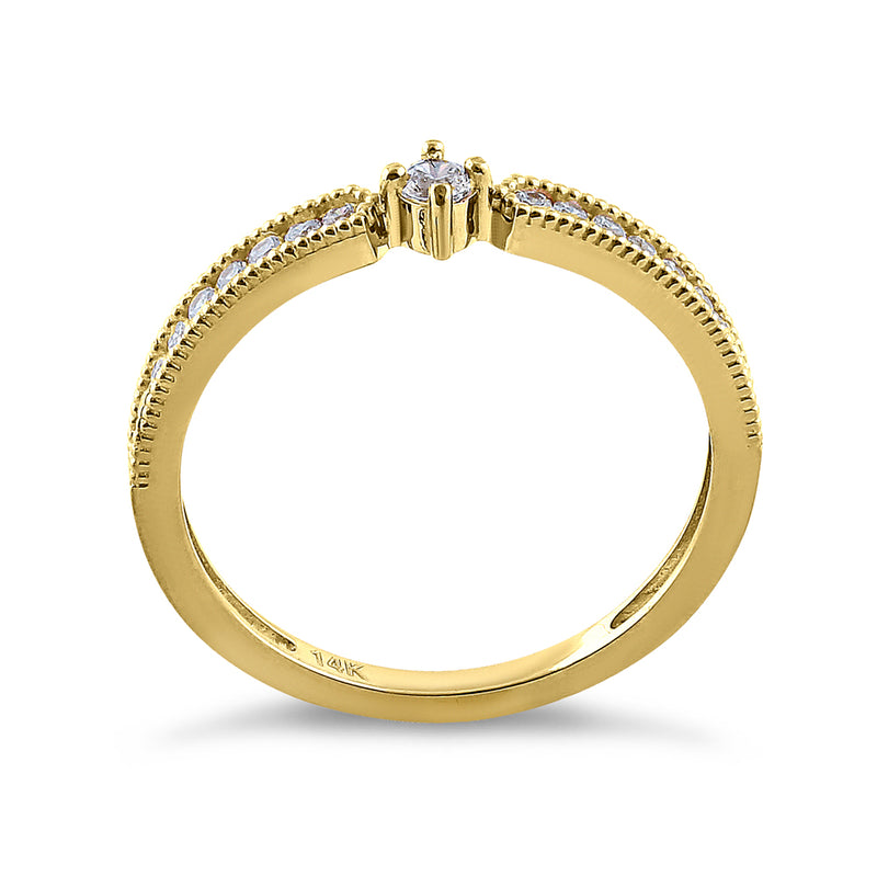 Solid 14K Yellow Gold Modern Round 0.30 Ct. Engagement Diamond Ring