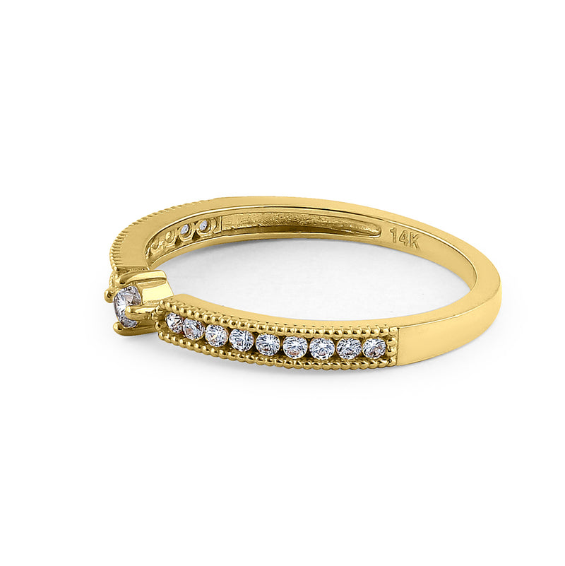 Solid 14K Yellow Gold Modern Round 0.30 Ct. Engagement Diamond Ring