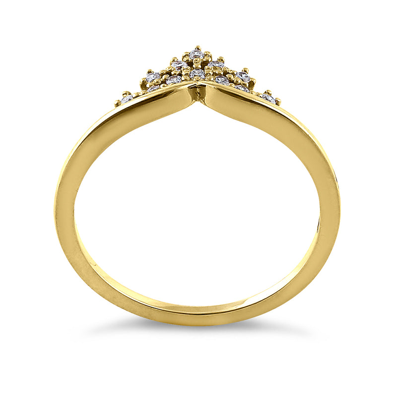 Solid 14K Yellow Gold Crown 0.12 ct. Diamond Ring