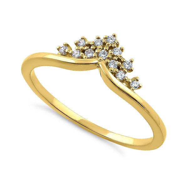 Solid 14K Yellow Gold Crown 0.12 ct. Diamond Ring