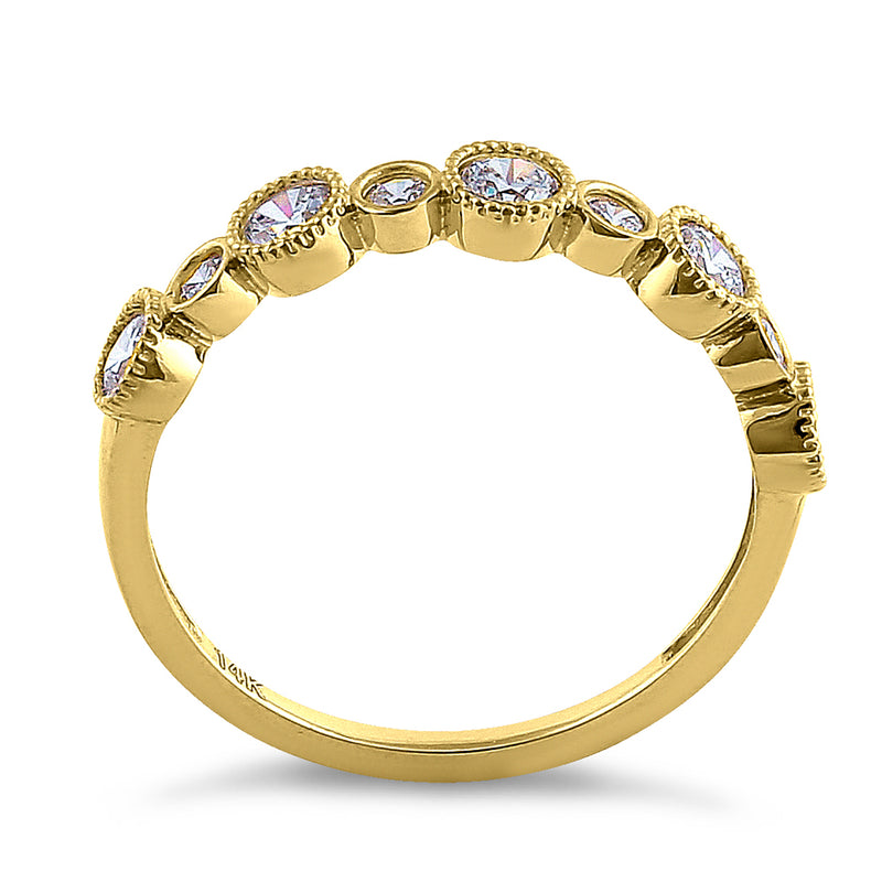 Solid 14K Yellow Gold Alternating Pattern 0.79 ct. Diamond Ring