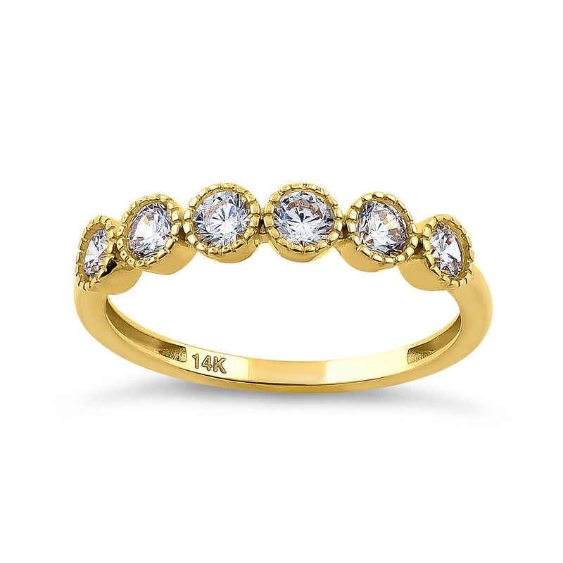 Solid 14K Yellow Gold Six Round 0.75 ct. Diamond Ring