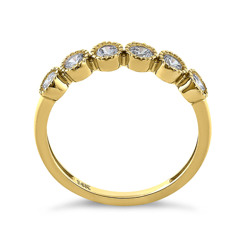 Solid 14K Yellow Gold Six Round 0.75 ct. Diamond Ring