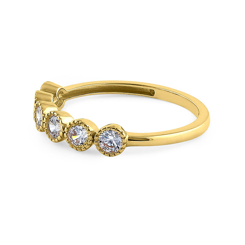 Solid 14K Yellow Gold Six Round 0.75 ct. Diamond Ring