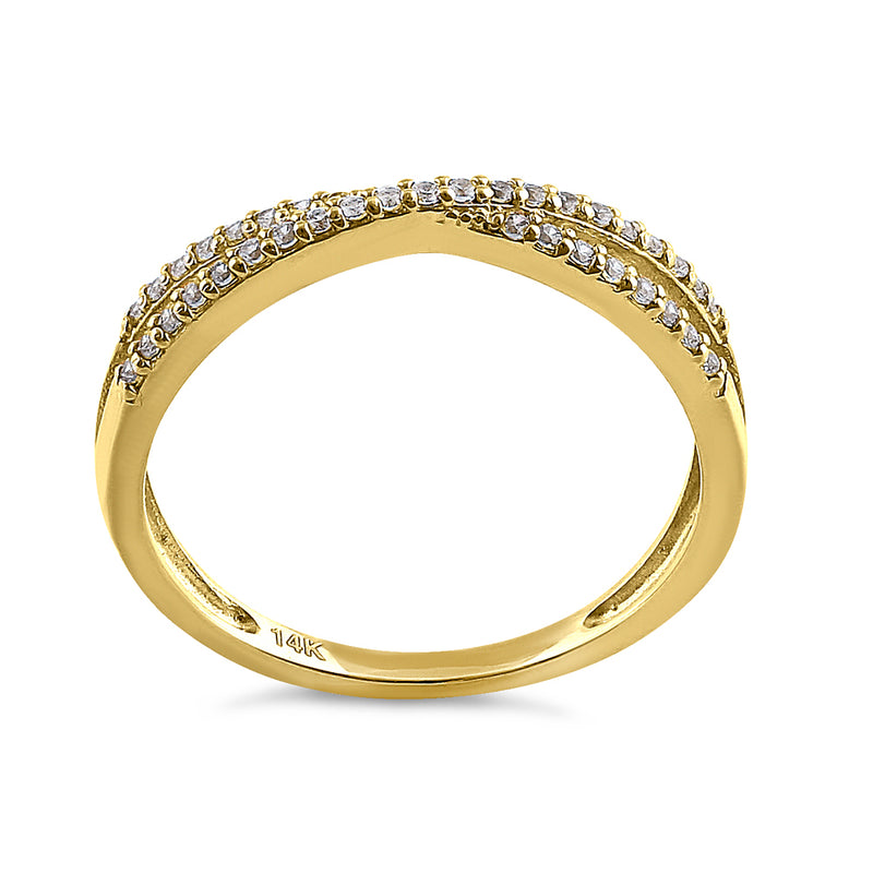 Solid 14K Yellow Gold Overlapping 0.21 ct. Diamond Ring