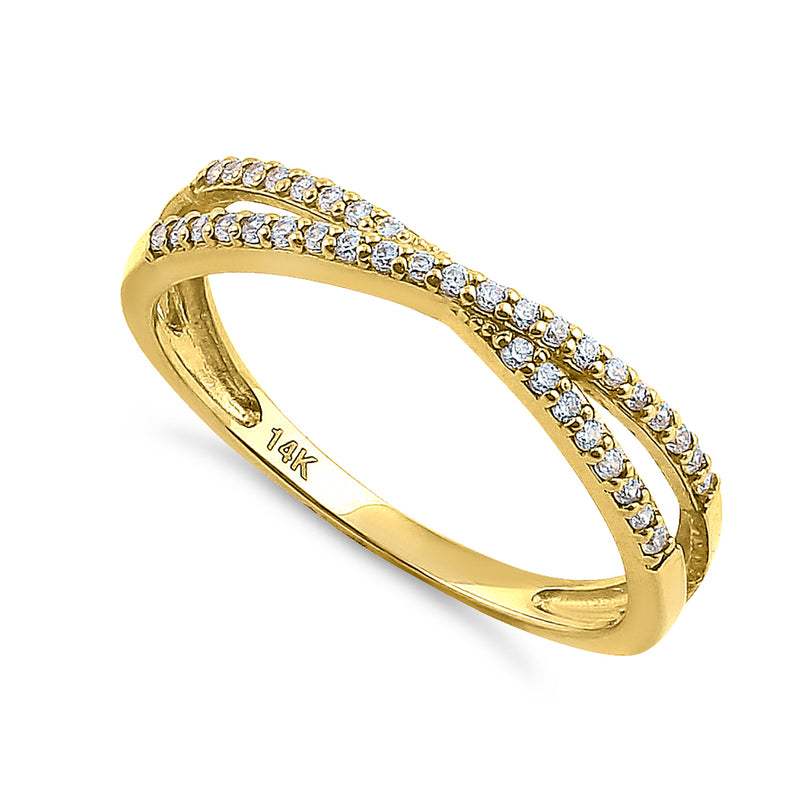 Solid 14K Yellow Gold Overlapping 0.21 ct. Diamond Ring