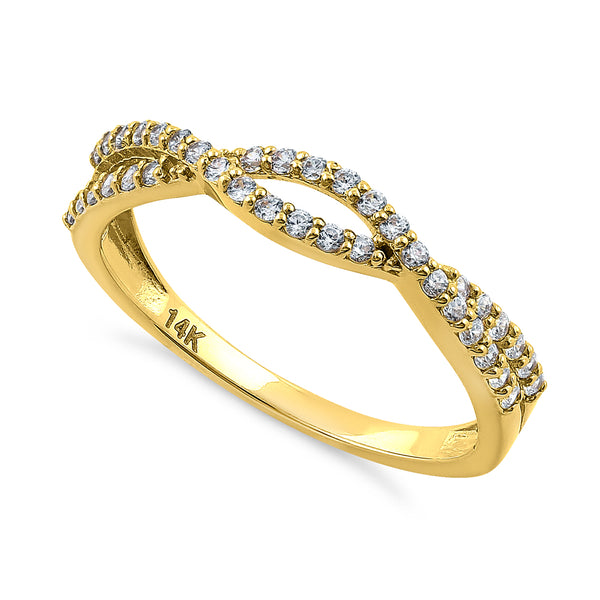 Solid 14K Yellow Gold Overlapping Twist 0.37 ct. Diamond Ring