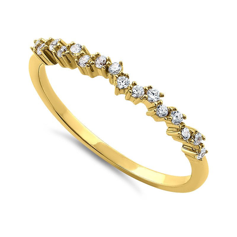Solid 14K Yellow Gold Crooked 0.20 ct. Diamond Ring