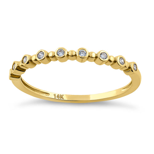 Solid 14K Yellow Gold Single Row Round 0.11 ct. Diamond Ring