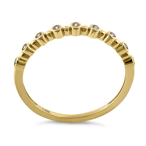 Solid 14K Yellow Gold Single Row Round 0.11 ct. Diamond Ring