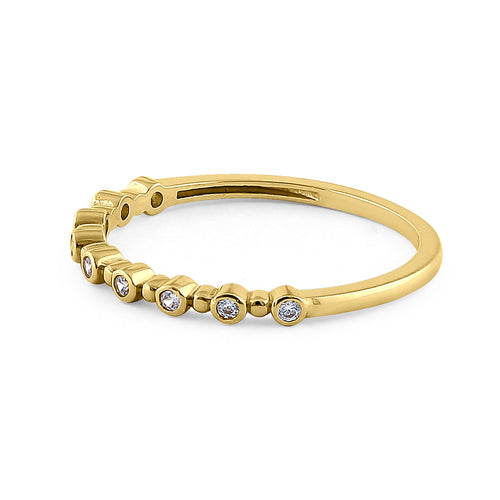 Solid 14K Yellow Gold Single Row Round 0.11 ct. Diamond Ring