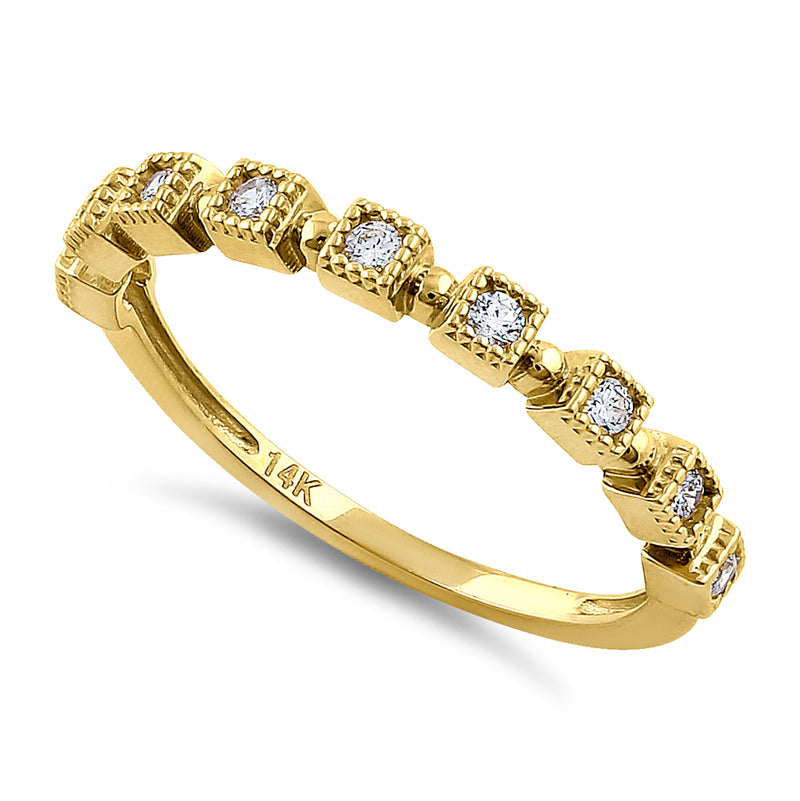 Solid 14K Yellow Gold Single Row Square Frame Round 1.89 ct. Diamond Ring