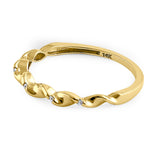 Solid 14K Yellow Gold Wave Twist Diamond Ring