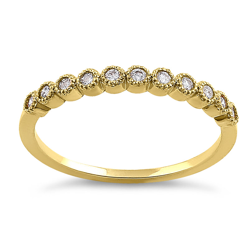 Solid 14K Yellow Gold Classic Row Diamond Ring