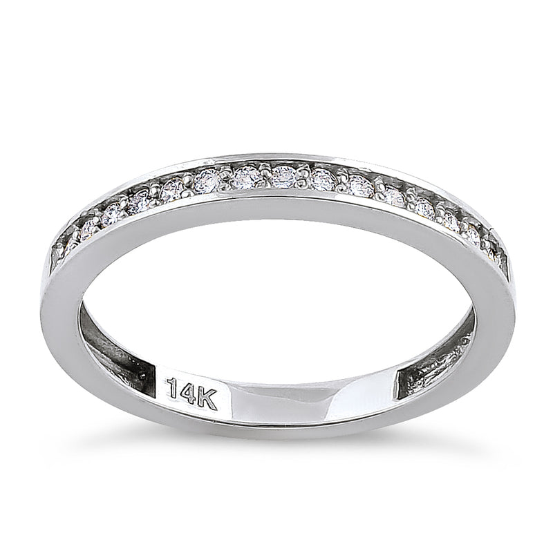 Solid 14K White Gold Half Eternity 0.28 ct. Diamond Ring