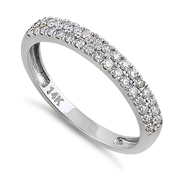 Solid 14K White Gold Double Row 0.42 ct. Diamond Ring