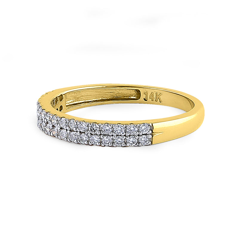 Solid 14K Yellow Gold Double Row 0.42 ct. Diamond Ring