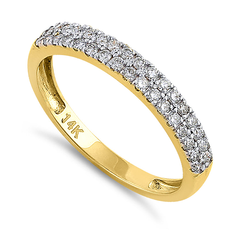 Solid 14K Yellow Gold Double Row 0.42 ct. Diamond Ring