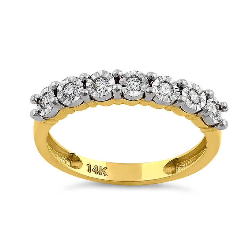 Solid 14K Yellow Gold Regal Round Diamond Ring