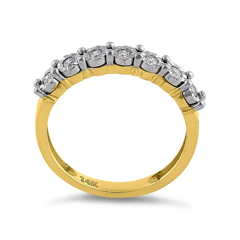 Solid 14K Yellow Gold Regal Round Diamond Ring