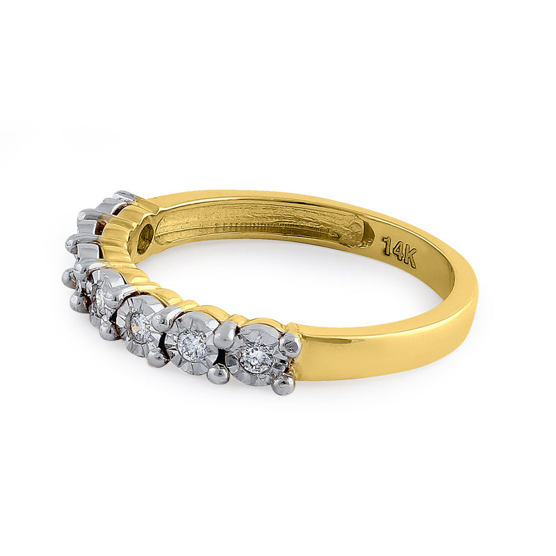 Solid 14K Yellow Gold Regal Round Diamond Ring