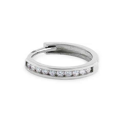 Solid 14K White Gold Diamond Small Hoop 0.24 ct. Diamond Earrings