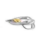 Solid 14K White & Yellow Gold Accent Double Heart Diamond Pendant
