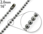 Stainless Steel 16" Dogtag Bead Chain Necklace 2.0mm