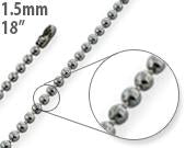 Stainless Steel 18" Dogtag Bead Chain Necklace 1.5mm