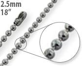 Stainless Steel 18" Dogtag Bead Chain Necklace 2.5mm