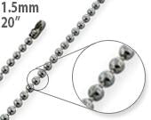 Stainless Steel 20" Dogtag Bead Chain Necklace 1.5mm