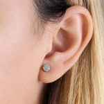 Solid 14K Gold & White Gold Flower 0.25 ct. Diamond Earrings