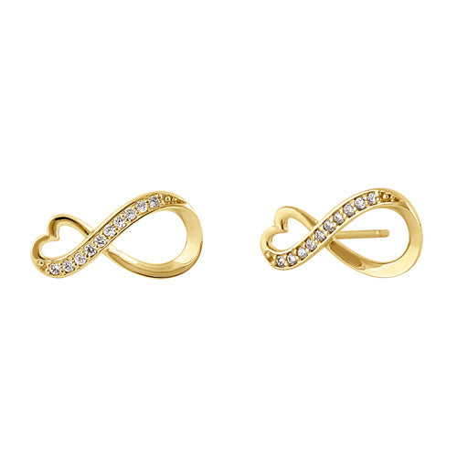 Solid 14K Gold Infinite Love Diamond Earrings