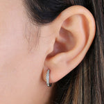 Solid 14K White Gold Diamond Small Hoop 0.24 ct. Diamond Earrings