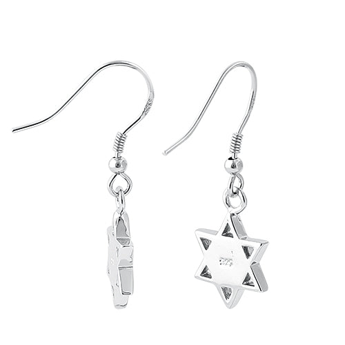 Sterling Silver Blue Lab Opal Star of David Hook Earrings