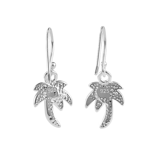 Sterling Silver Mother of Pearl Palm Tree Dangle Earrings