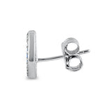 Sterling Silver Blue Lab Opal & Clear CZ Offset Stud Earrings