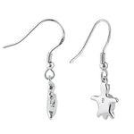 Sterling Silver White Lab Opal Sea Turtle Hook Earrings