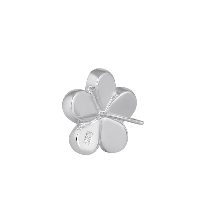 Sterling Silver Flower White Lab Opal Stud Earrings
