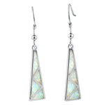 Sterling Silver White Lab Opal Pattern Hook Earrings