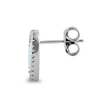 Sterling Silver White Lab Opal & Clear CZ Offset Stud Earrings