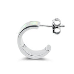 Sterling Silver White Lab Opal Hoop Earrings