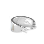 Sterling Silver Wide Mother of Pearl Loop Earrings