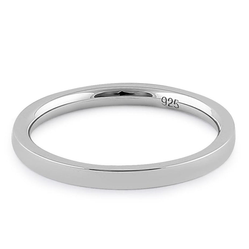 Sterling Silver 2mm Flat Wedding Band Ring
