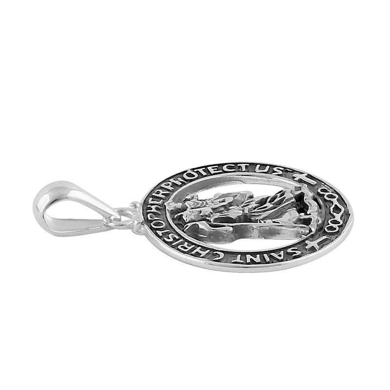 Sterling Silver St. Christopher Circle Pendant