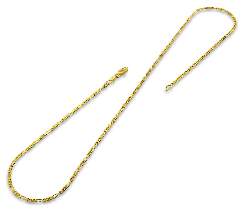 14K Gold Plated Sterling Silver Figaro Chain 2.2MM