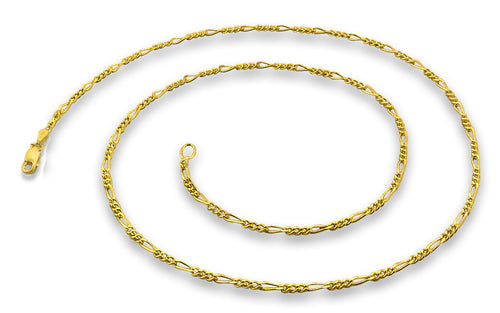14K Gold Plated Sterling Silver Figaro Chain 2.2MM