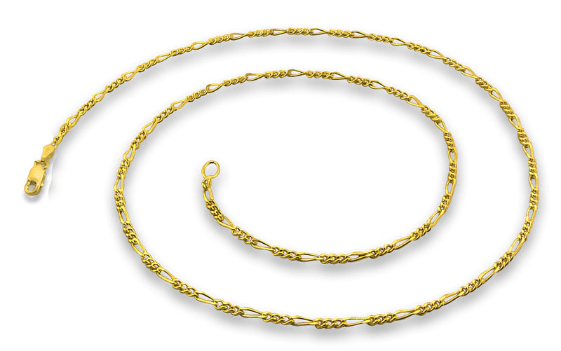 14K Gold Plated Sterling Silver Figaro Chain 2.2MM